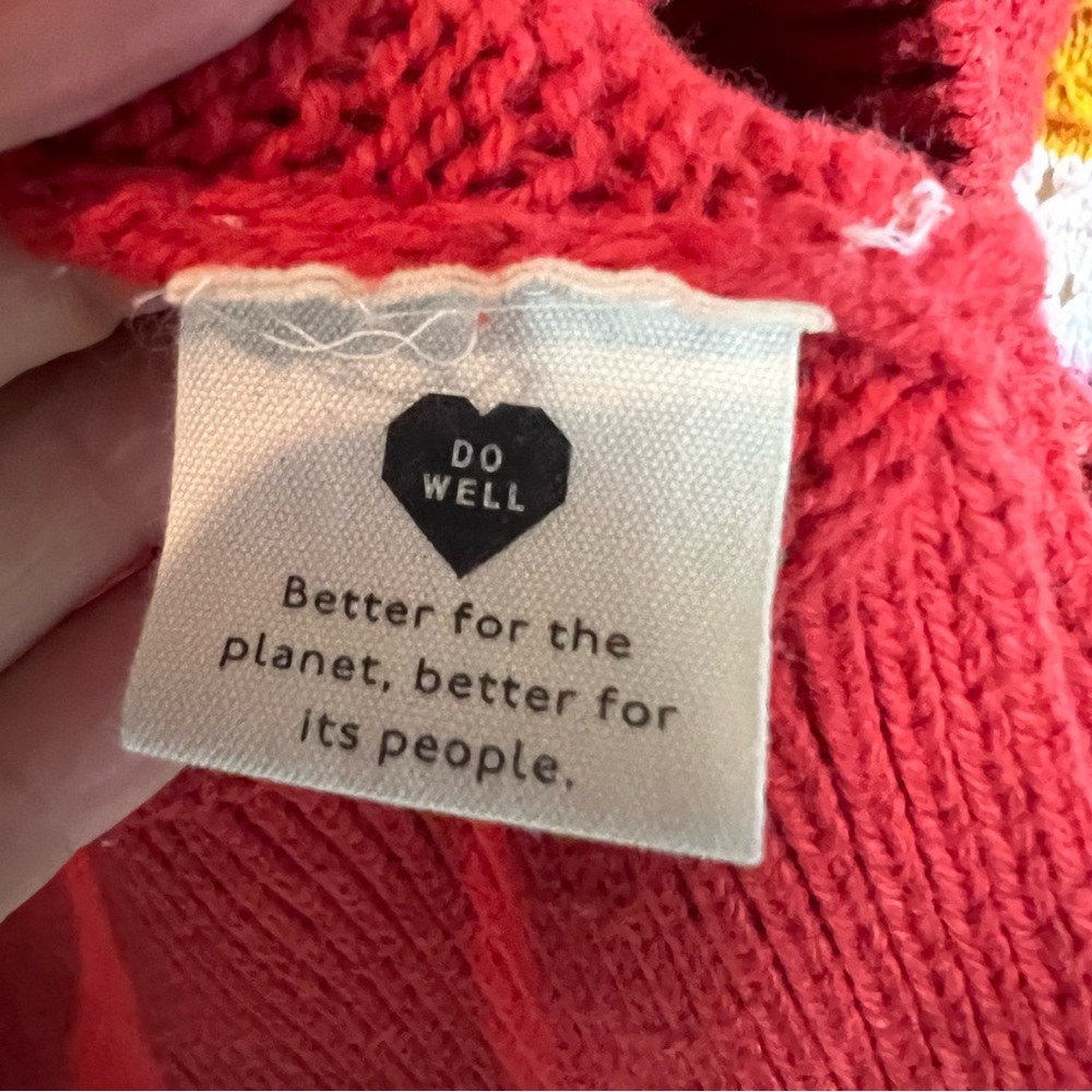 MADEWELL Red Ruffle-Trimmed Rib Knit Sweater, S - Picture 9 of 10